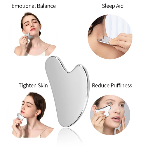 2pcs  Stainless Steel Gua Sha Facial Tools Metal Guasha Tool for Face Body Jawline Shaper