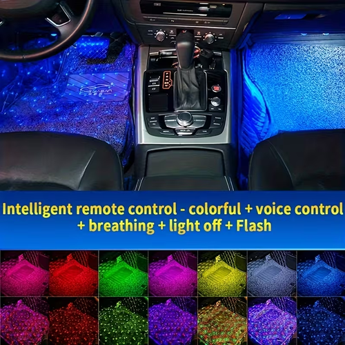 RGB LED Car Atmosphere Lamp USB Wireless Roof Star Light Multiple Modes Automotive Interior Lights Auto Interior Lighting
