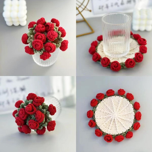 Handmade Rose Coaster Set – Elegant Home Touch 🌹