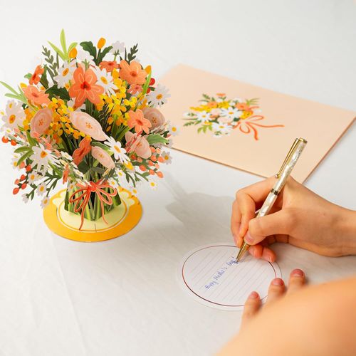 💐3D Flower Bouquet Pop Up Card – 2-in-1 Beautiful Keepsake