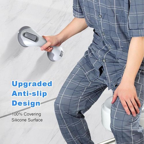 2 PACK Premium Shower Safety Grab Bar – Strong Suction Support for Seniors, Kids & Injured Family Members