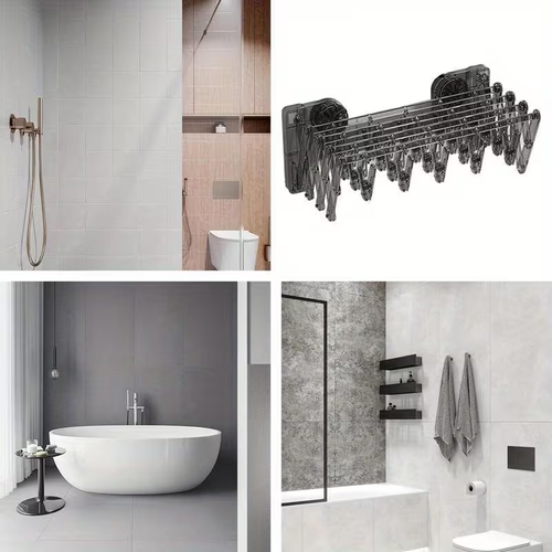 Foldable Suction Drying Rack（Grey） – Strong, Rust-Free, Space Saving