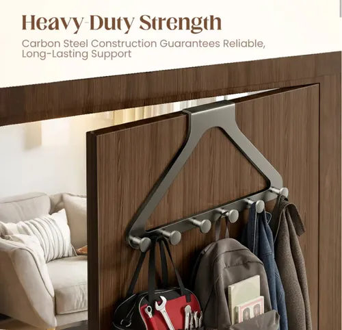 Heavy-Duty No-Drill 6-Hook Door Organizer