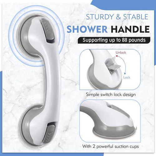 2 PACK Premium Shower Safety Grab Bar – Strong Suction Support for Seniors, Kids & Injured Family Members