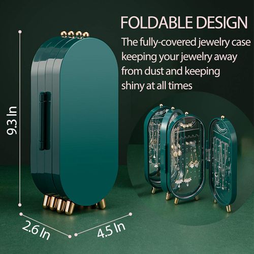 Foldable Luxury Jewelry Organizer – Anti-Tangle Display Case green