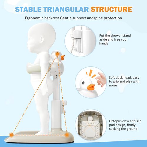 🦆Hands-Free Baby Shower Stand with Anti-Slip Base Cute Duck