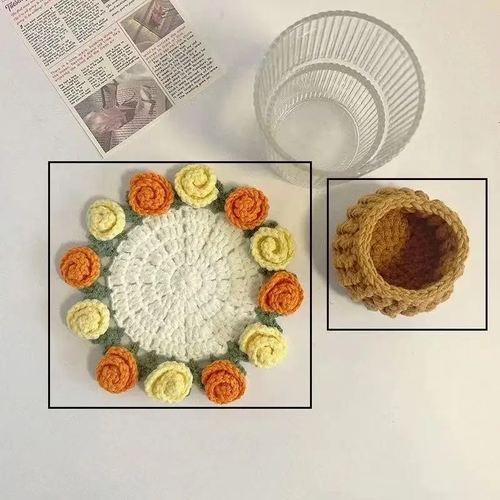 Handmade Rose Coaster Set – Elegant Home Touch 🌹