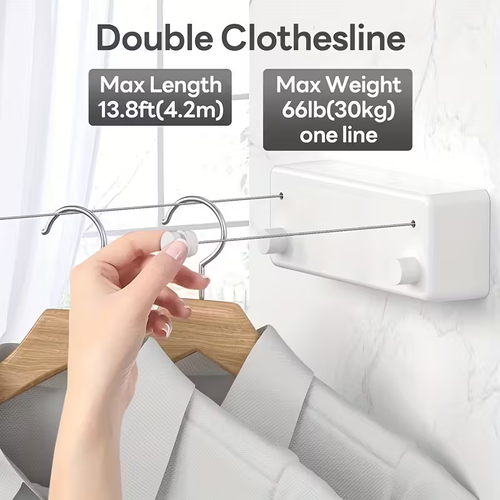Invisible and retractable clothes drying pole   golden