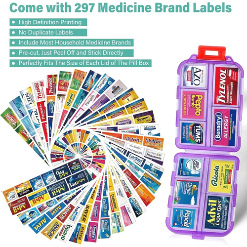 DIY Pill Organizer with 147 Pcs Upgraded Pre-Cut Medicine Labels