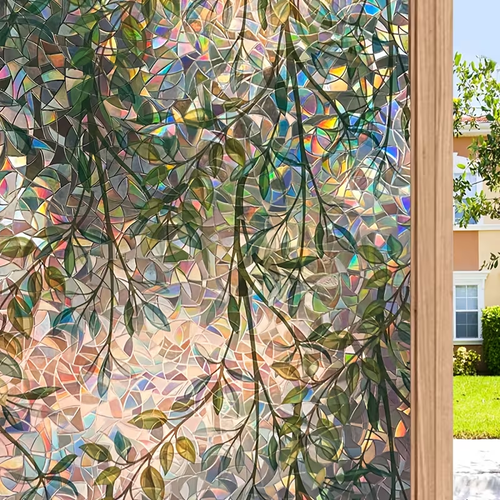 🌿3D Leaf Privacy Window Film — UV & Reusable（23.6 X 78.7 in)