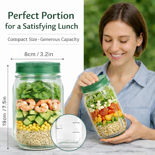 🥗Salad Jar - Salad Pod Mason Jar Side Open