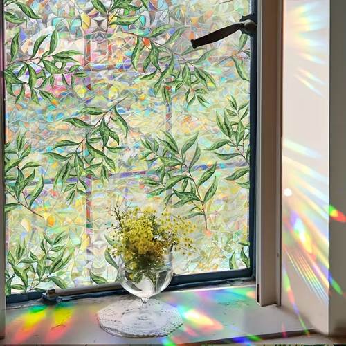 🌿3D Leaf Privacy Window Film — UV & Reusable（23.6 X 78.7 in)