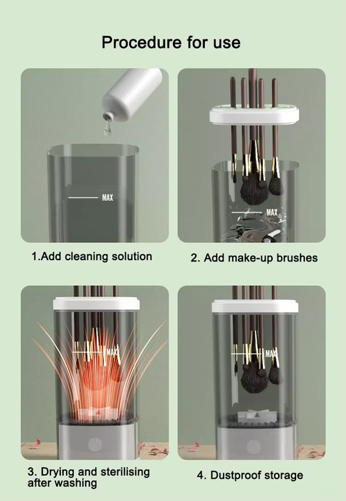 The electric makeup brush cleaner is equipped with drying and disinfection functions
