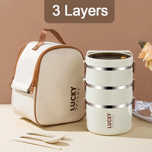 Large Capacity Stainless Steel Lunch Box with Insulated Lunch Bag