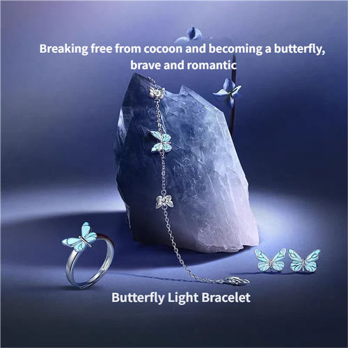 Elegant Butterfly Necklace & Bracelet Set - Glow in Style (2 Pieces)