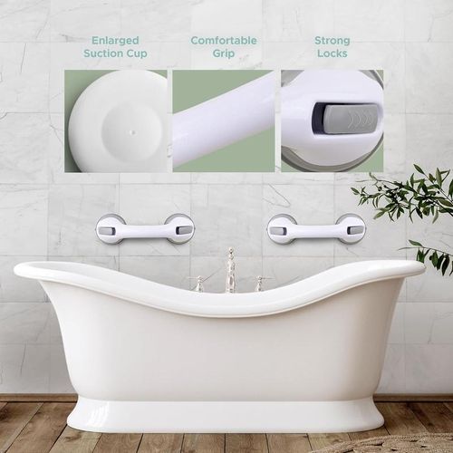 2 PACK Premium Shower Safety Grab Bar – Strong Suction Support for Seniors, Kids & Injured Family Members