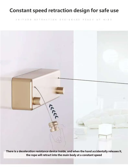Invisible and retractable clothes drying pole   golden