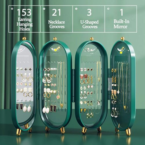 Foldable Luxury Jewelry Organizer – Anti-Tangle Display Case green