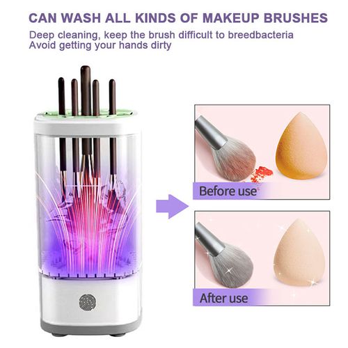 The electric makeup brush cleaner is equipped with drying and disinfection functions