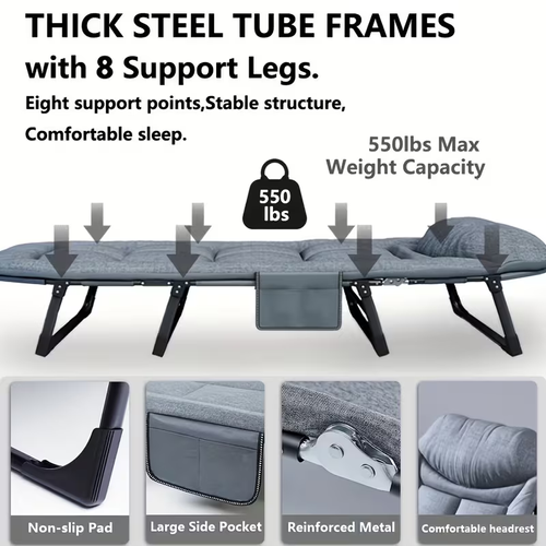 3-in-1 Heavy Duty Folding Bed – Sit, Relax & Sleep 😴