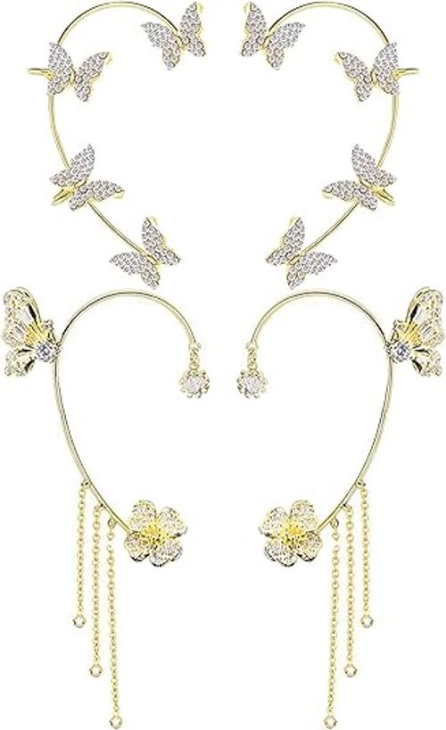 2 Pairs✨🦋 Dainty Gold Butterfly Ear Cuffs  Set& Wraps t – No Piercing Needed
