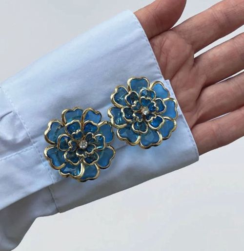 2PCS Floral Button Jewelry Clip Set
