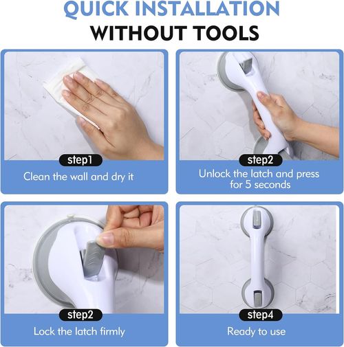2 PACK Premium Shower Safety Grab Bar – Strong Suction Support for Seniors, Kids & Injured Family Members