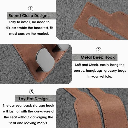 Leather Car Seat Headrest Hook (4PCS)