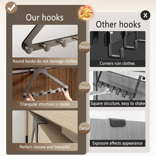 Heavy-Duty No-Drill 6-Hook Door Organizer