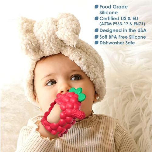 3-in-1 ✨Baby Raspberry Silicone Teether 🍇 Safe Gum Relief