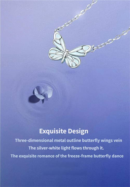 Elegant Butterfly Necklace & Bracelet Set - Glow in Style (2 Pieces)