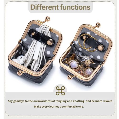 Genuine Cowhide Leather Mini Kiss-Lock Pouch (Crocodile Pattern)