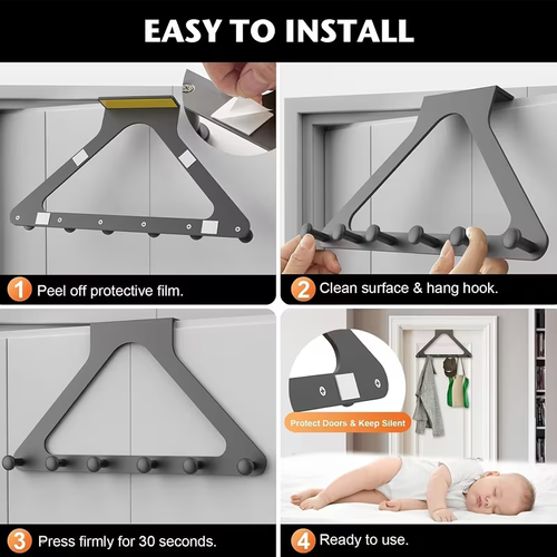 Heavy-Duty No-Drill 6-Hook Door Organizer