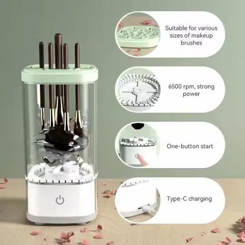 The electric makeup brush cleaner is equipped with drying and disinfection functions