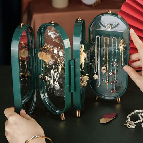 Foldable Luxury Jewelry Organizer – Anti-Tangle Display Case green