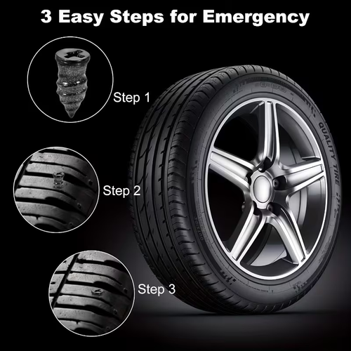 60PCS Tire Repair Rubber Nails Kit with 2 Sizes for Car Motorcycle Truck Tractor(Including screwdriver as a gift)