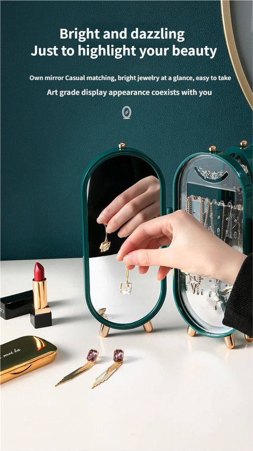 Foldable Luxury Jewelry Organizer – Anti-Tangle Display Case green