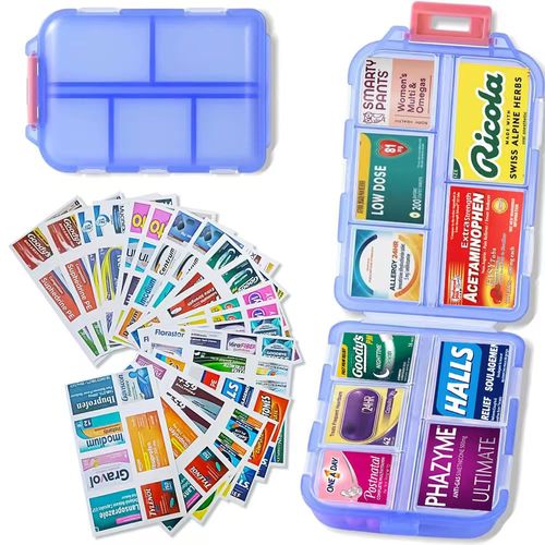 DIY Pill Organizer with 147 Pcs Upgraded Pre-Cut Medicine Labels
