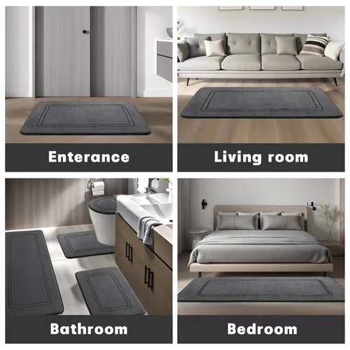 3-piece high-quality memory foam bathroom carpet set - anti-slip, highly absorbent and quick-drying