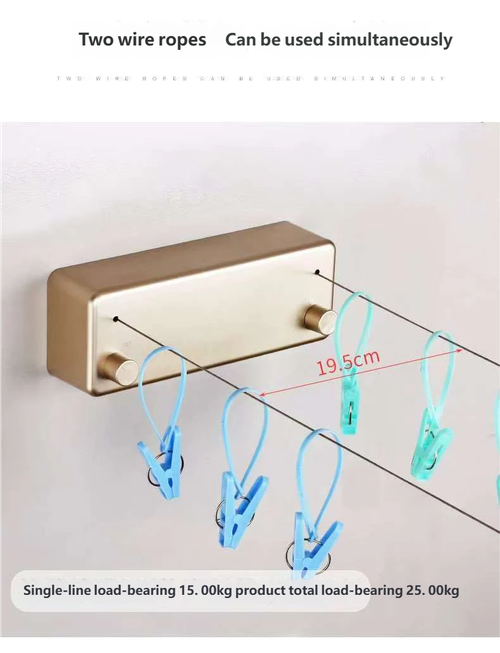 Invisible and retractable clothes drying pole   golden