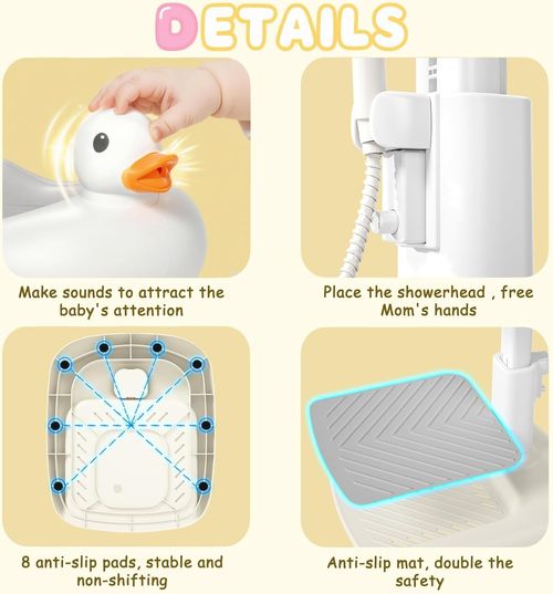 🦆Hands-Free Baby Shower Stand with Anti-Slip Base Cute Duck