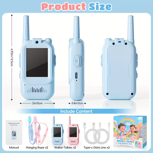 🎥🎉Video Walkie Talkies for Kids 2 Pack  (Blue and Pink)