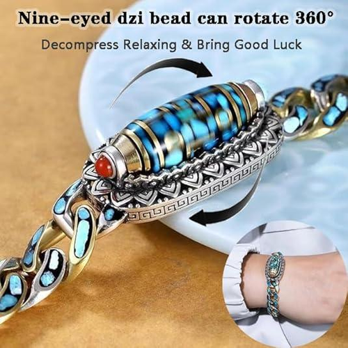 Six-Character Mantra Spinning Dzi Bracelet