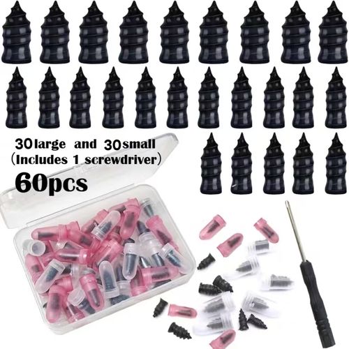 60PCS Tire Repair Rubber Nails Kit with 2 Sizes for Car Motorcycle Truck Tractor(Including screwdriver as a gift)