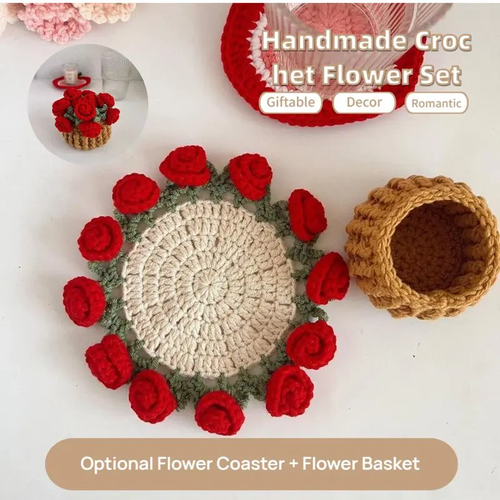 Handmade Rose Coaster Set – Elegant Home Touch 🌹