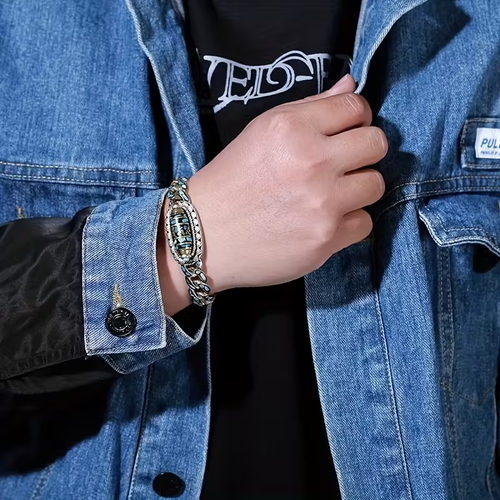 Six-Character Mantra Spinning Dzi Bracelet