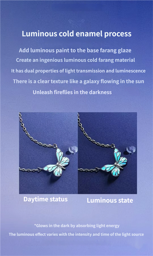 Elegant Butterfly Necklace & Bracelet Set - Glow in Style (2 Pieces)