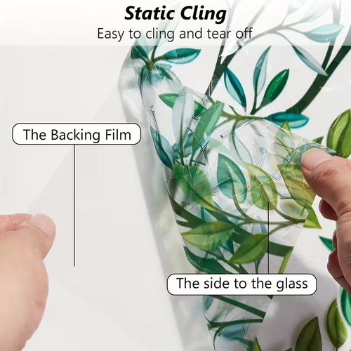 🌿3D Leaf Privacy Window Film — UV & Reusable（23.6 X 78.7 in)