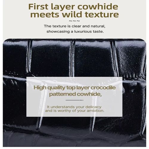 Genuine Cowhide Leather Mini Kiss-Lock Pouch (Crocodile Pattern)