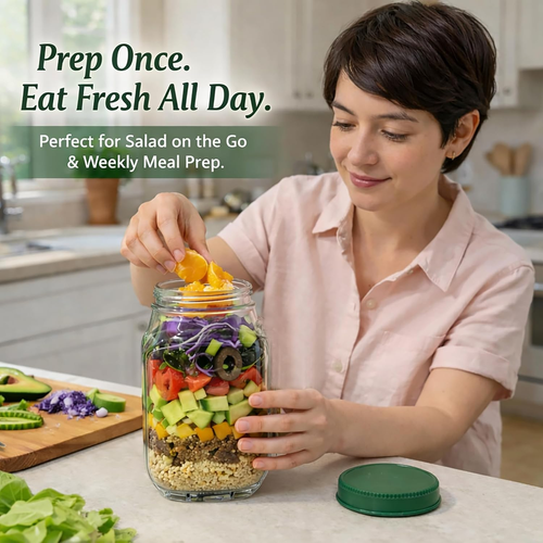 🥗Salad Jar - Salad Pod Mason Jar Side Open